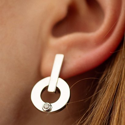 Серьги "Alison" с фианитами (желтое золото) с08827 №5