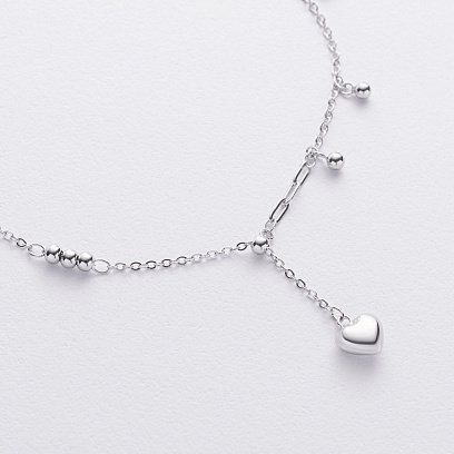 Срібний браслет "Сердечки та кульки" на ногу 141787 №3