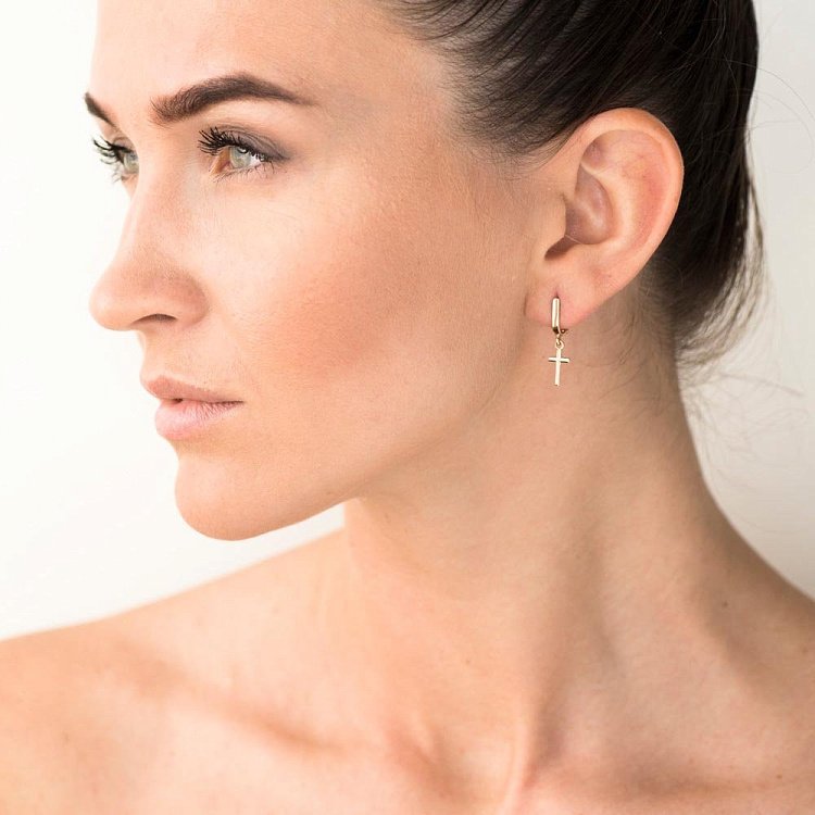 Золоті сережки "Хрестики" с05616 від ювелірного магазину Онікс - 1