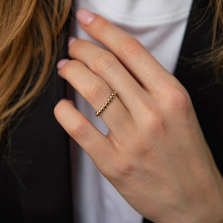 Каблучка "Кульки" у жовтому золоті к07229 від ювелірного магазину Онікс - 3