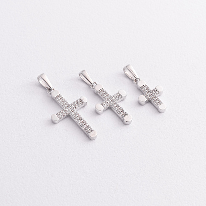 Хрестик у білому золоті (фіаніти) п04053 №3