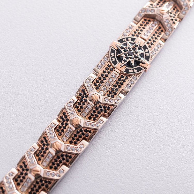 Мужской золотой браслет "Роза ветров" Б2501 от ювелирного магазина Оникс - 2