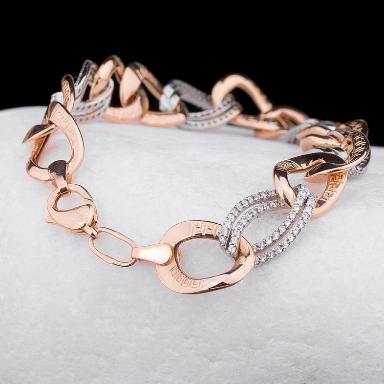 Золотий браслет з фіанітами б01498 від ювелірного магазину Онікс - 1