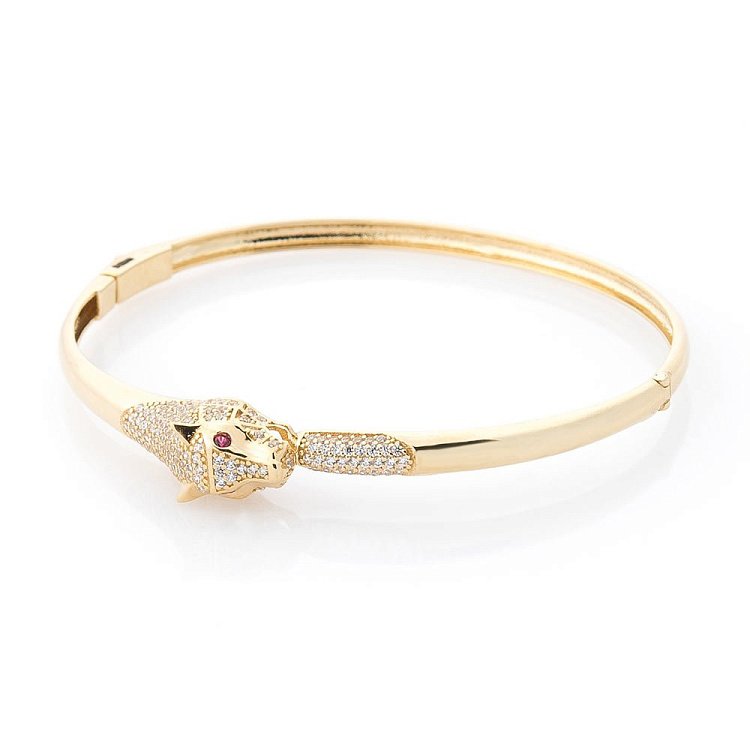 Золотой браслет "Пантера" (фианиты) б03480 от ювелирного магазина Оникс - 1