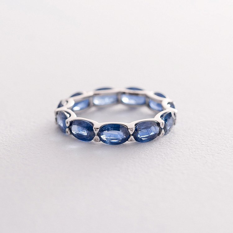 Золотое кольцо с сапфирами и бриллиантами кб0299gl от ювелирного магазина Оникс