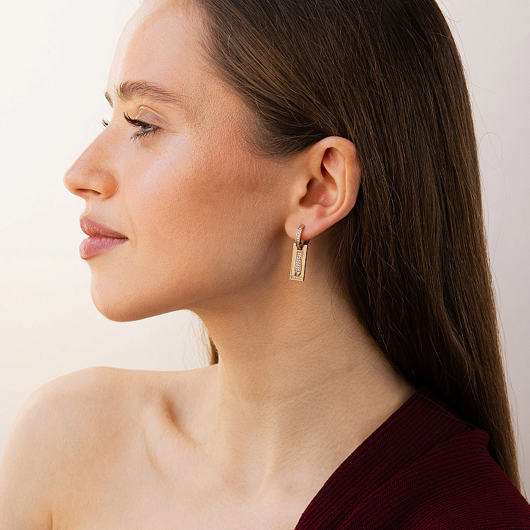 Сережки у червоному золоті (фіаніти) с08490 від ювелірного магазину Онікс - 2