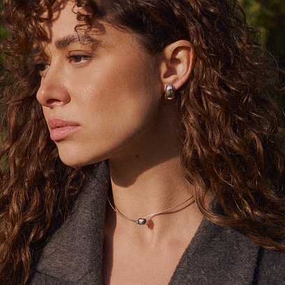 Колье - чокер "Adele" в серебре с шариком (10 мм) 181328 №6