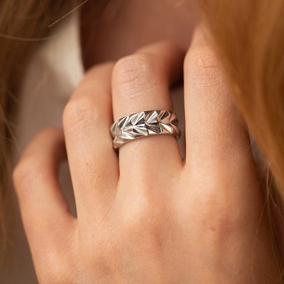 Серебряное кольцо "Колосок" 7180род №10