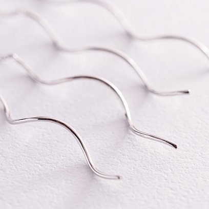 Сережки - протяжки "Завиток" з білого золота с07199 №4