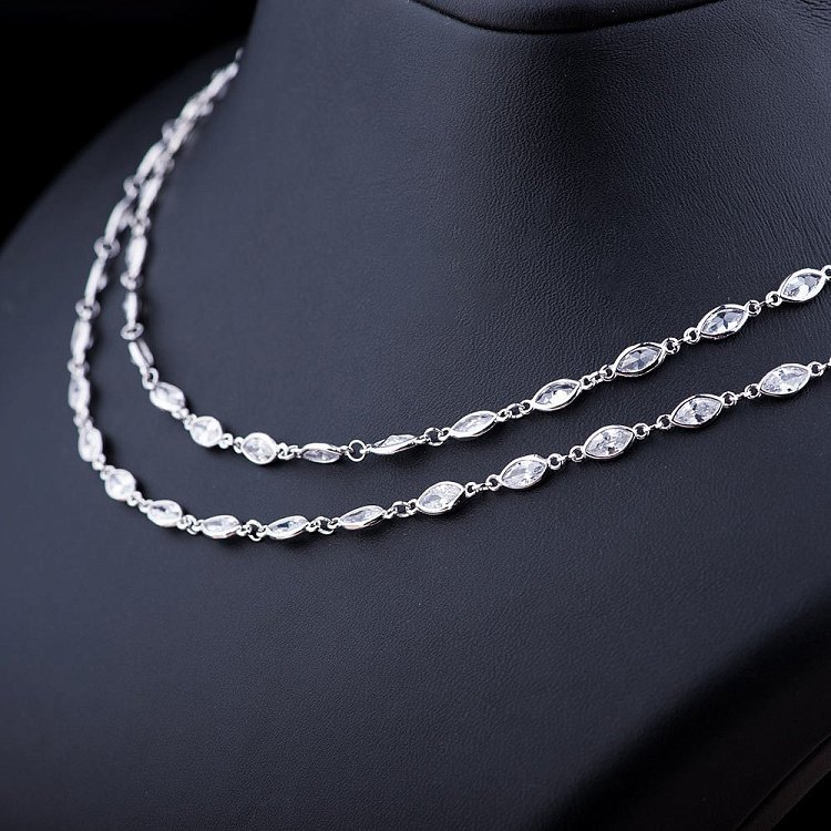 Серебряное колье с фианитами 18541 от ювелирного магазина Оникс - 3