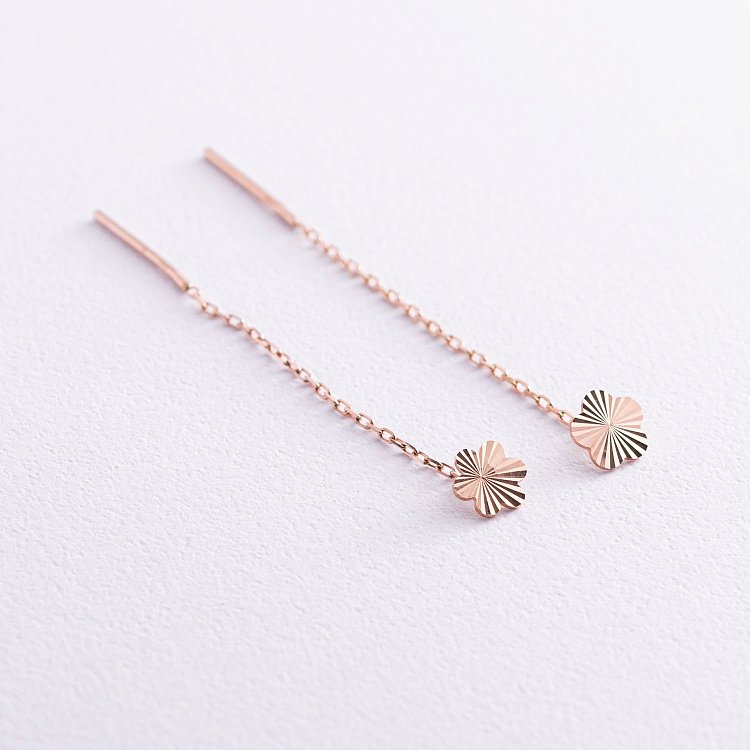 Золотые серьги-протяжки "Цветочки" с05790 от ювелирного магазина Оникс - 2