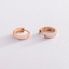 Золотые серьги - кольца с белыми фианитами с07446 от ювелирного магазина Оникс - 2