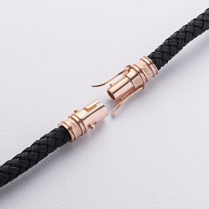 Чоловічий православний хрест "Розп'яття. Спаси та Збережи" на шнурі з ебенового дерева та золота кол02245 №6