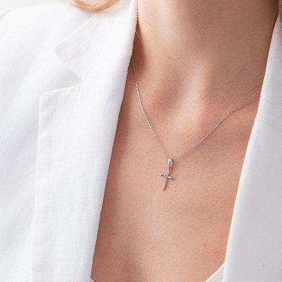 Золоте кольє "Хрестик" з фіанітами кол02186 №2