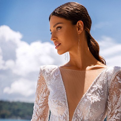 Висячие серьги "Милли" в белом золоте с07381 №2