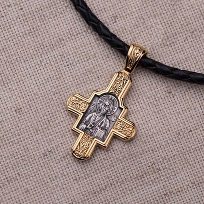 Срібний хрест з позолотою. ''Господь Вседержитель. Великомученик Пантелеймон Цілитель " 132463 №6