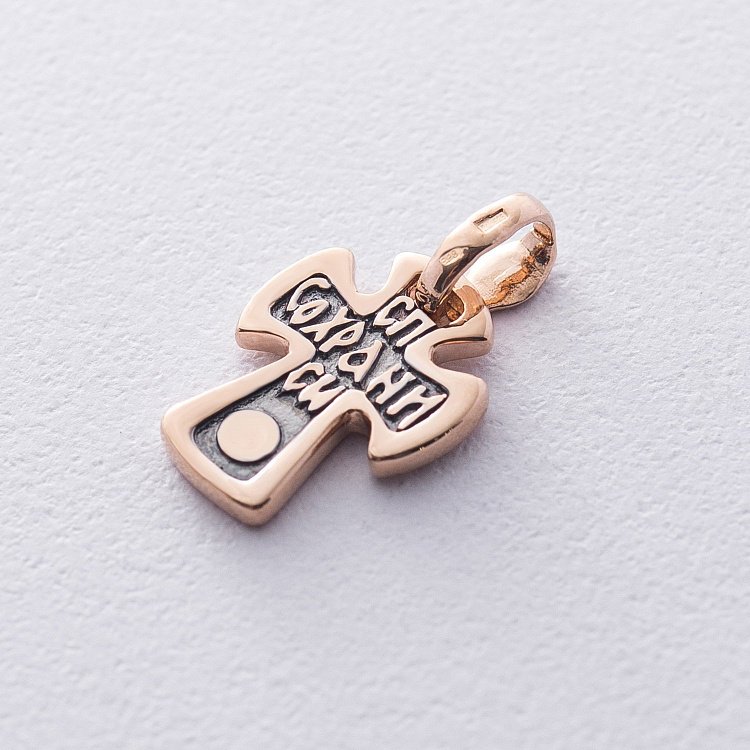 Золотий хрестик "Розп'яття. Спаси і збережи" п02665 від ювелірного магазину Онікс - 2