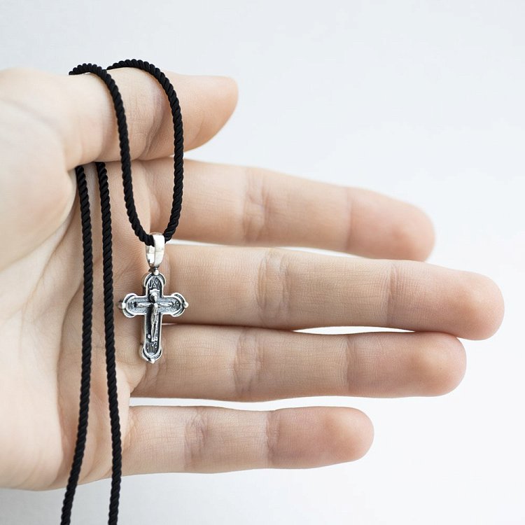 Срібний православний хрест (чорніння) 132483 від ювелірного магазину Онікс - 2