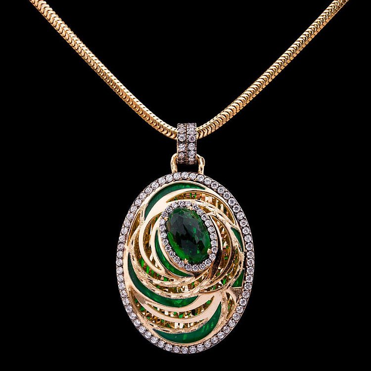 Золота підвіска (фіаніти, емаль) п02138 від ювелірного магазину Онікс