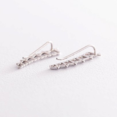 Сережки - клаймбери "Сердечки" в білому золоті с07123 №3