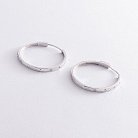 Серебряные серьги - кольца "Love" с фианитами 123028 от ювелирного магазина Оникс - 2
