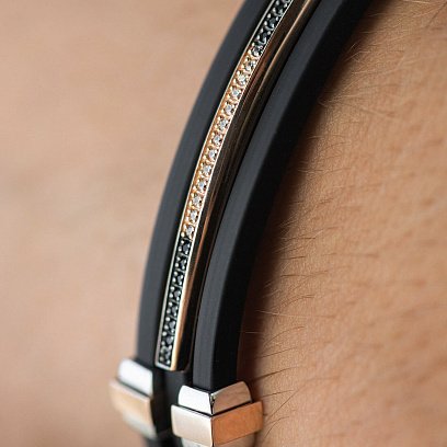 Каучуковий браслет із золотими вставками (фіаніти) 1091б №4