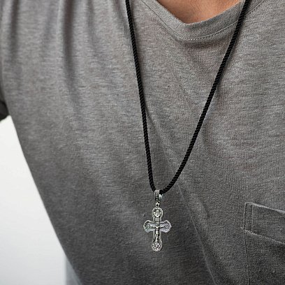 Срібний хрест "Розп'яття. Спаси і Збережи" кду-24 №2