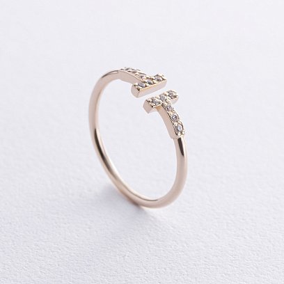 Каблучка "Tina" у жовтому золоті (фіаніти) к05835 №3