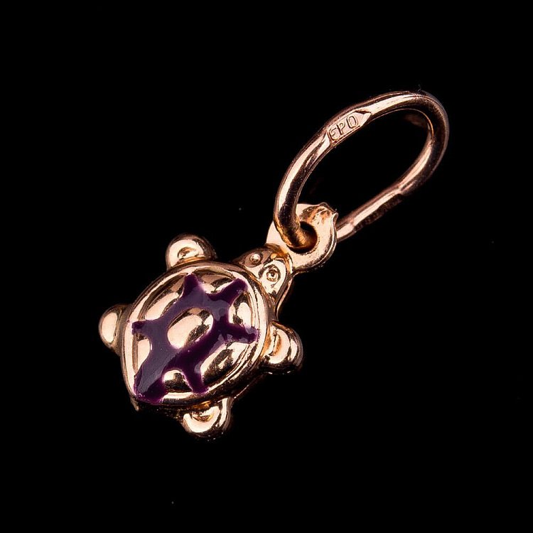 Детская золотая подвеска "Черепашка" (эмаль) п00876ч от ювелирного магазина Оникс