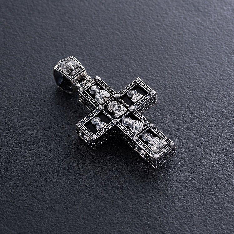 Чоловічий срібний православний хрест "Розп'яття" з оніксом 1070о від ювелірного магазину Онікс - 2