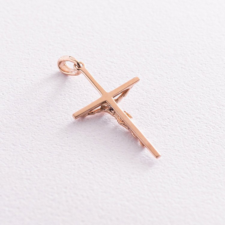 Золотой крестик с распятием п03638 от ювелирного магазина Оникс - 2