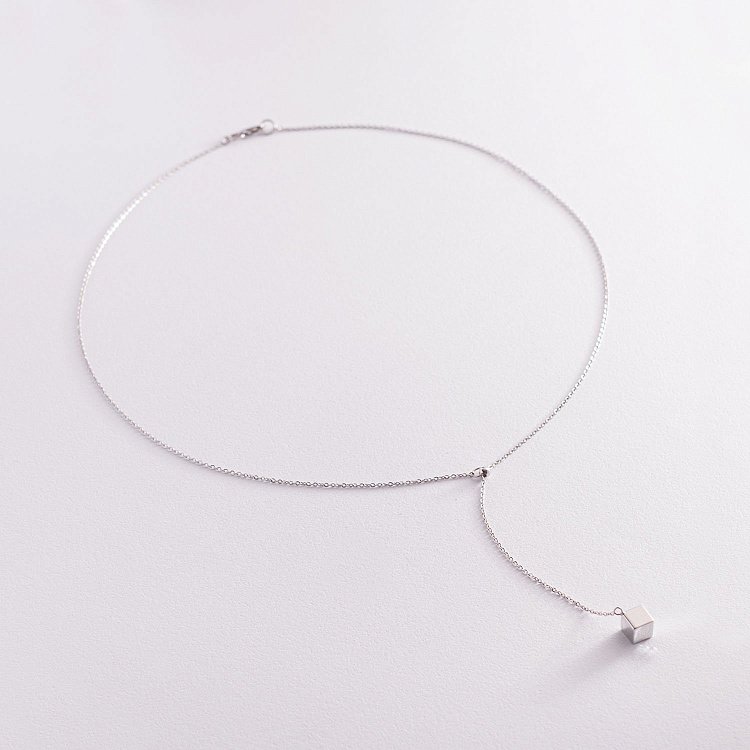 Кольє з кубиком в білому золоті 860355В від ювелірного магазину Онікс - 2