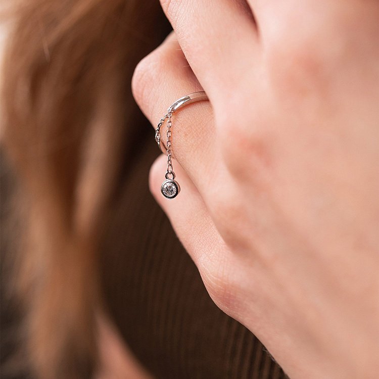 Золота каблучка з підвіскою (фіаніт) к06995 від ювелірного магазину Онікс - 1