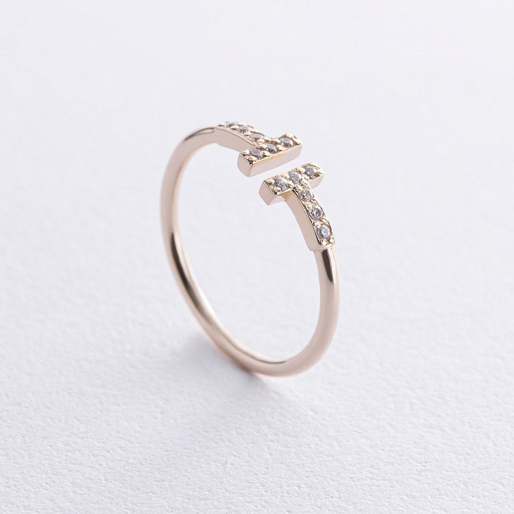 Каблучка "Tina" у жовтому золоті (фіаніти) к05835 від ювелірного магазину Онікс - 2