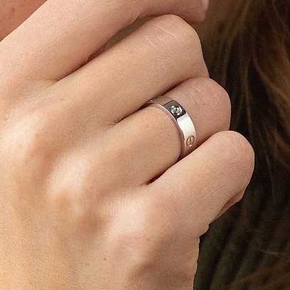 Кольцо "Love" в белом золоте (фианиты) к07138 №2