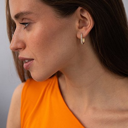 Золотые серьги "Овальные" с фианитами с09502 №4