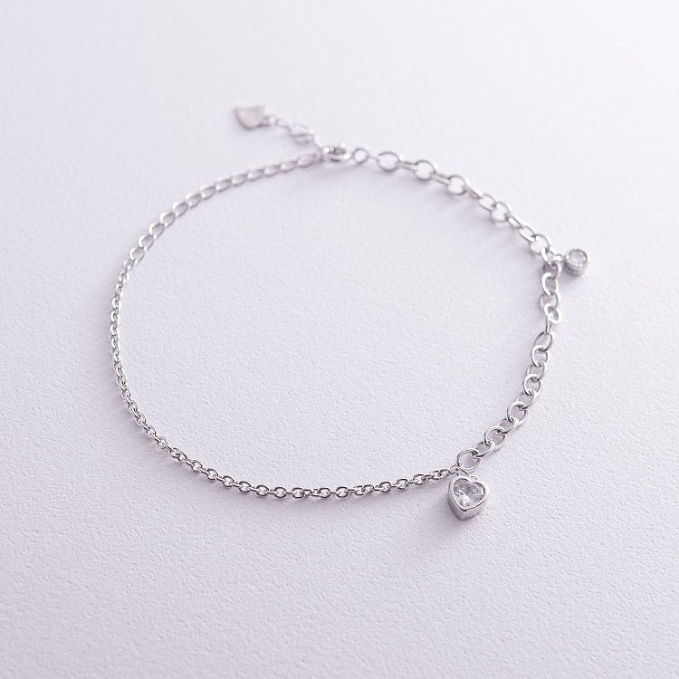 Срібний браслет "Сердечко" (фіаніти) 141280 від ювелірного магазину Онікс