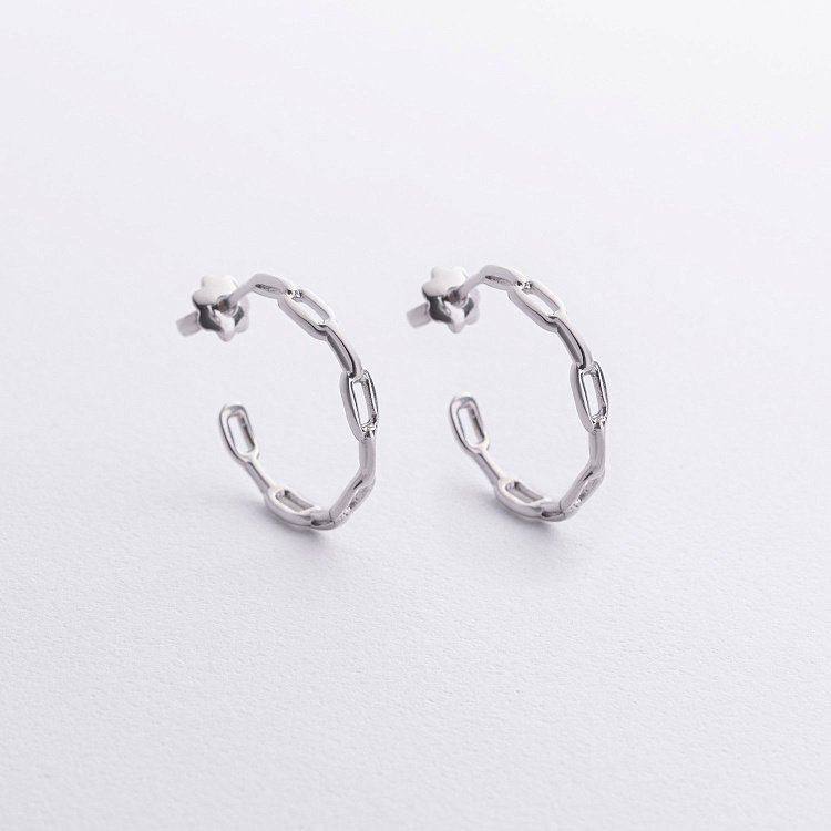 Серебряные серьги - пусеты "Цепочка" 902-01346 от ювелирного магазина Оникс