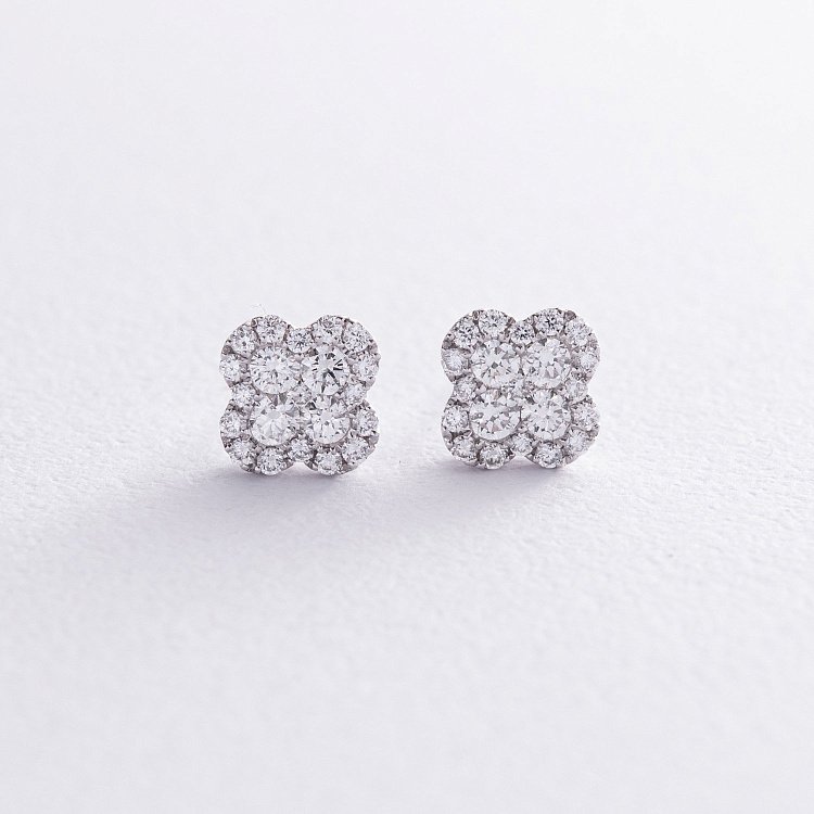 Золоті сережки - пусети "Конюшина" з діамантами сб0462mi від ювелірного магазину Онікс