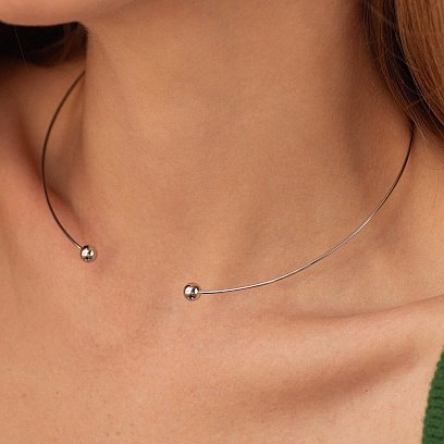 Кольє - чокер "Miley" (біле золото) з кульками кол02551 №6