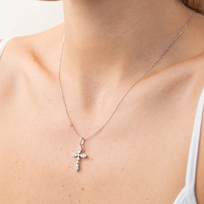 Золотий хрестик з діамантами пб0157ch №2