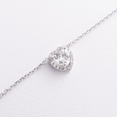 Серебряное колье "Сердечко" с фианитами 908-01571 №3