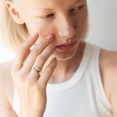 Каблучка в червоному золоті (фіаніти) к07041 №6