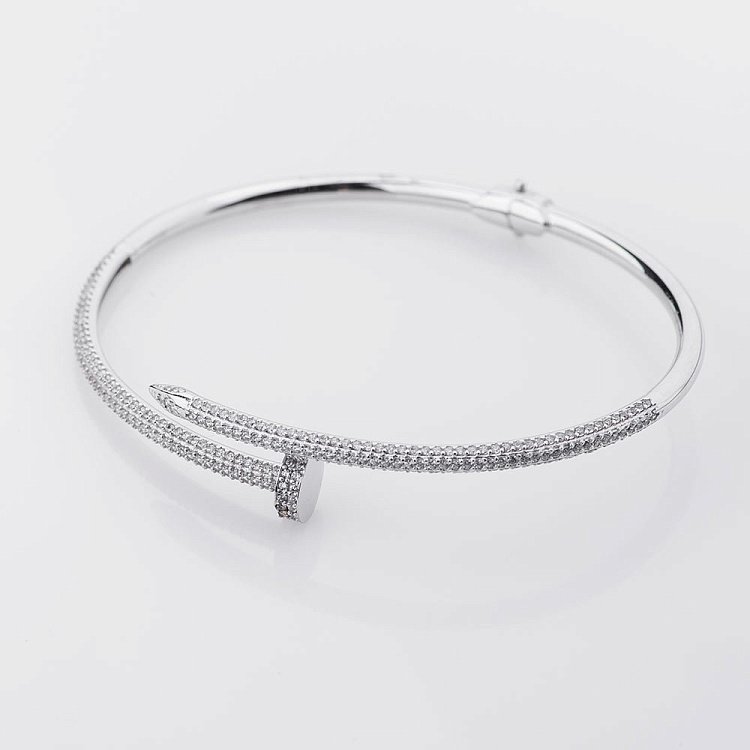 Золотий браслет "Цвях" з фіанітами б02523 від ювелірного магазину Онікс