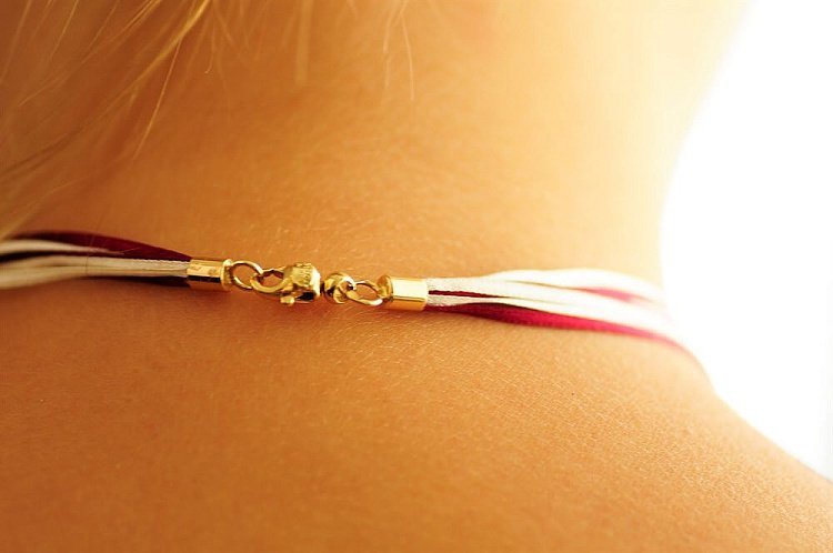 Золотое колье (эмаль, фианиты) кол00270 от ювелирного магазина Оникс - 3