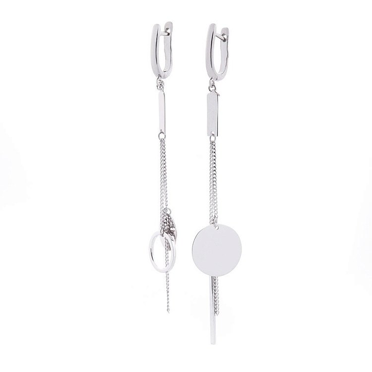 Серебряные серьги на цепочке 122388 от ювелирного магазина Оникс