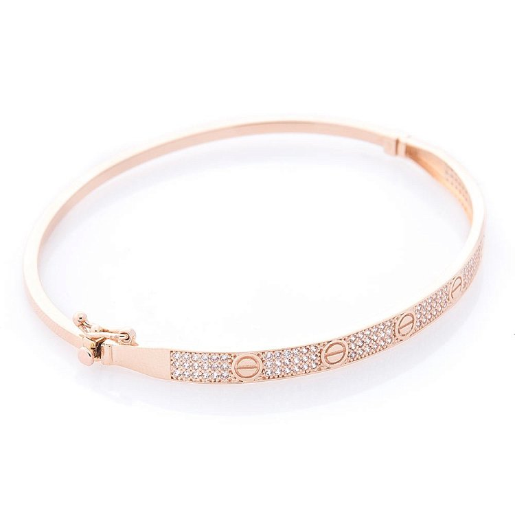 Золотой браслет "Гвоздик" (фианиты) б03797 от ювелирного магазина Оникс - 1