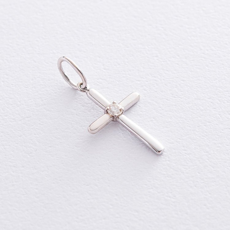 Золотой крестик с бриллиантом пб0017 от ювелирного магазина Оникс