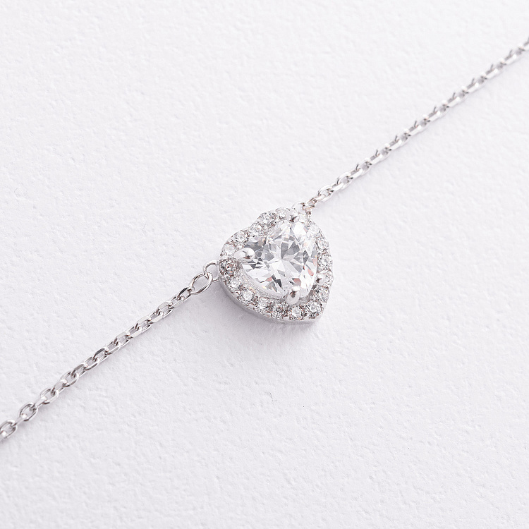 Серебряное колье "Сердечко" с фианитами 908-01571 от ювелирного магазина Оникс - 2