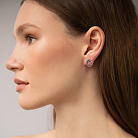 Золотые серьги - пусеты (бриллианты, сапфиры) сб0623lg от ювелирного магазина Оникс - 1